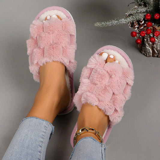 Open Turtle Plush Plush Slippers for Women Autumn and Winter Indoor Home Household Warm Slippers Comfortable and Breathable Slippers All Year Round Slippers Living Room Slippers Student Dormitory Slippers