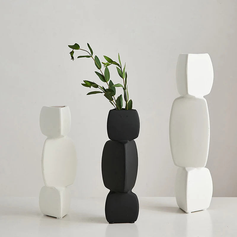 Modern Minimalist Black Vase - Nordic Style Home Decor Art Ornament for Living Room