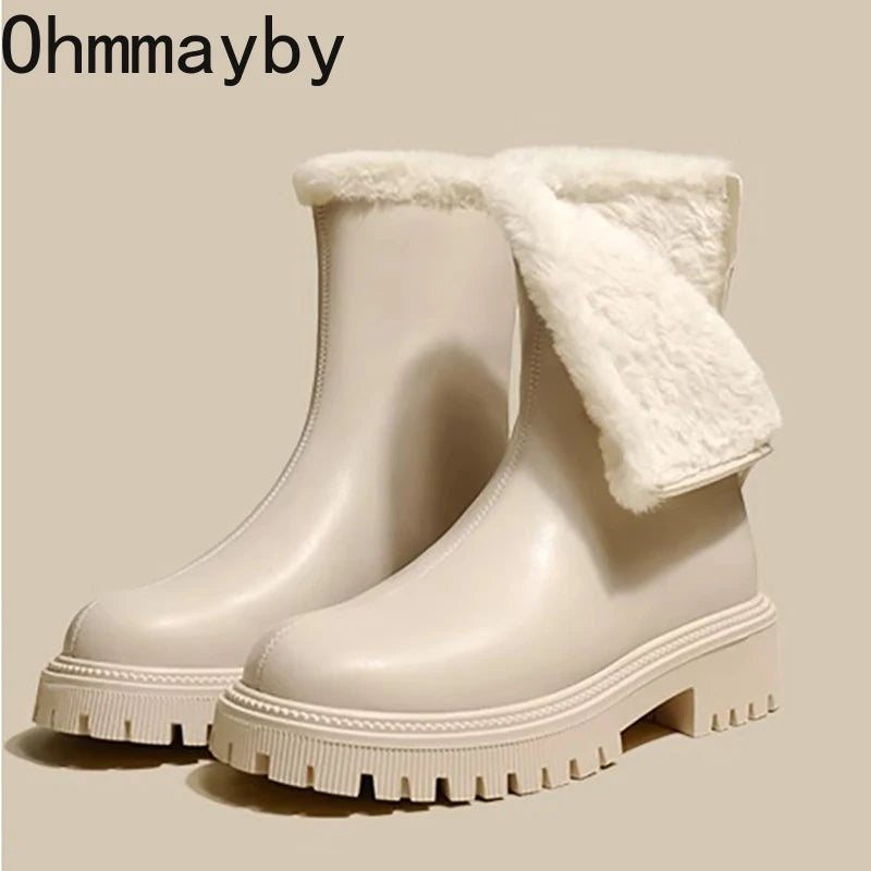 Winter Women Warm Plush Ankle Boots - Comfort Non-Slip Big Size Cotton Short Boots