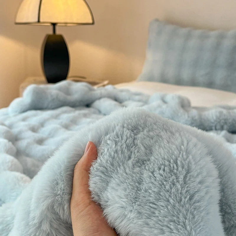 Luxury Faux Fur Rabbit Fur Thickened Blanket, Winter Soft Blanket Throw for Home Bed Sofa Cover 100X150cm 150X200cm 200X230cm