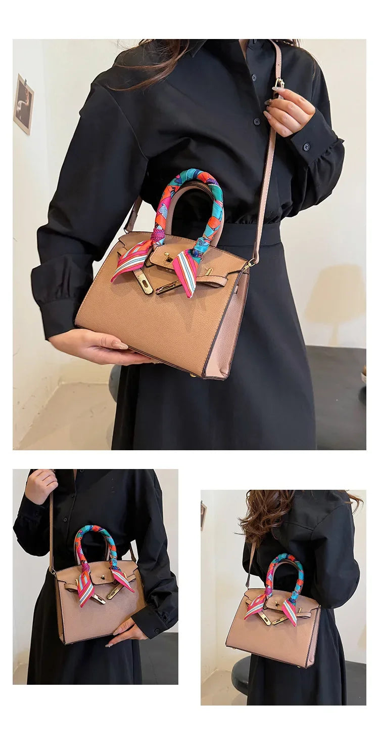 Kelly Bag Fashion Women Bag Large Capacity Shoulder Bag Unique Design Versatile Lock Handheld Crossbody Purse