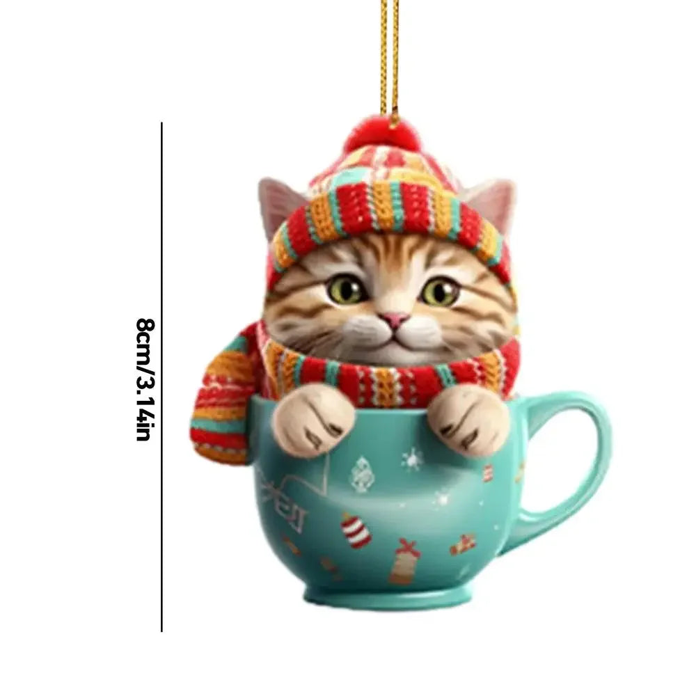 Christmas Tree Cat Pendant - Acrylic Fun Christmas Decorations Party Supplies
