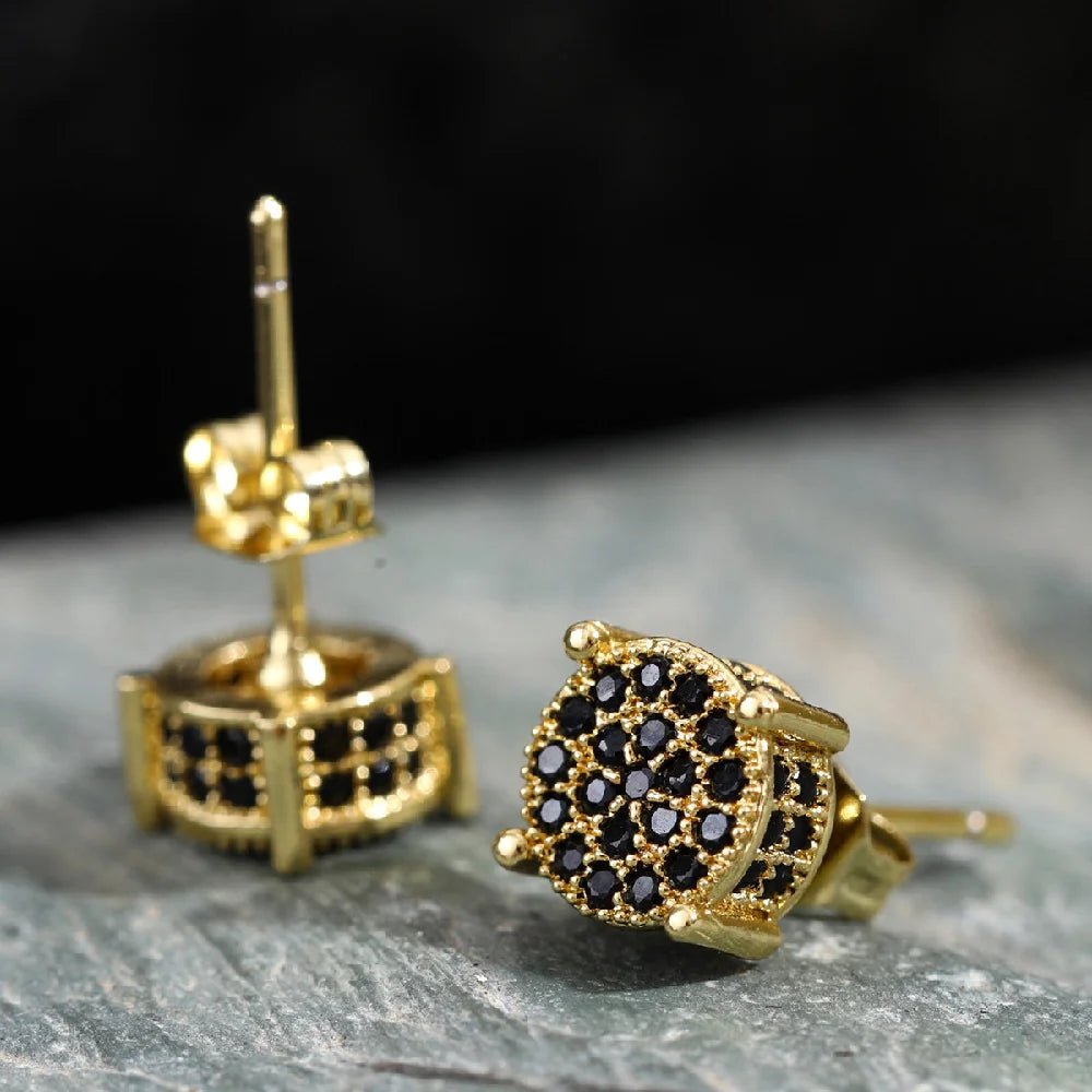 Luxury Exquisite Men's And Women's Earrings, Gold color And Silver color Inlaid Crystal Zircon Fashion Hip Hop Party Jewelry G