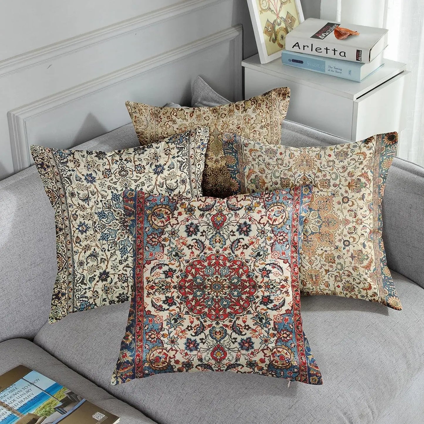 Mandala Pattern Brown Throw Pillowcase Home Decoration Pillow Cover Outdoor Cushion Sofa Cushion Cover Decoration
