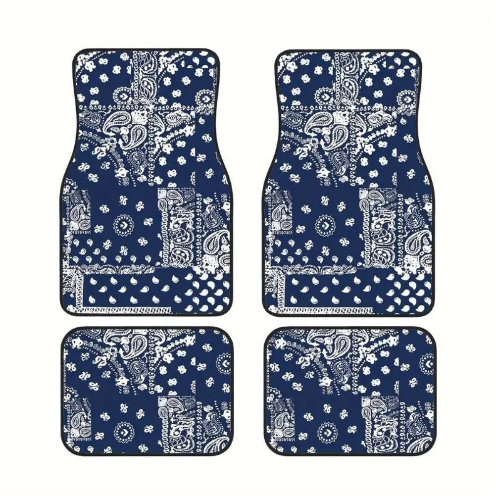 4Pcs Bohemian Car Floor Mats Rubber Back Heavy Duty Persian Carpet Car Decoration Dirty Resistant Car Floor Protector Rugs