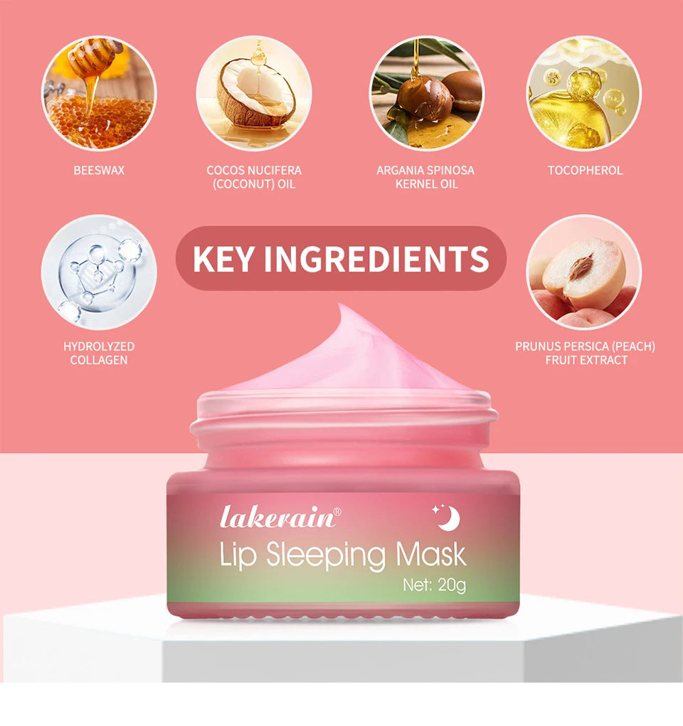 Lip Sleeping Mask Peach Moisturizing And Collagen Enhancing Restores Hydrates And Volumizes Dry And Chapped Lips Care Products