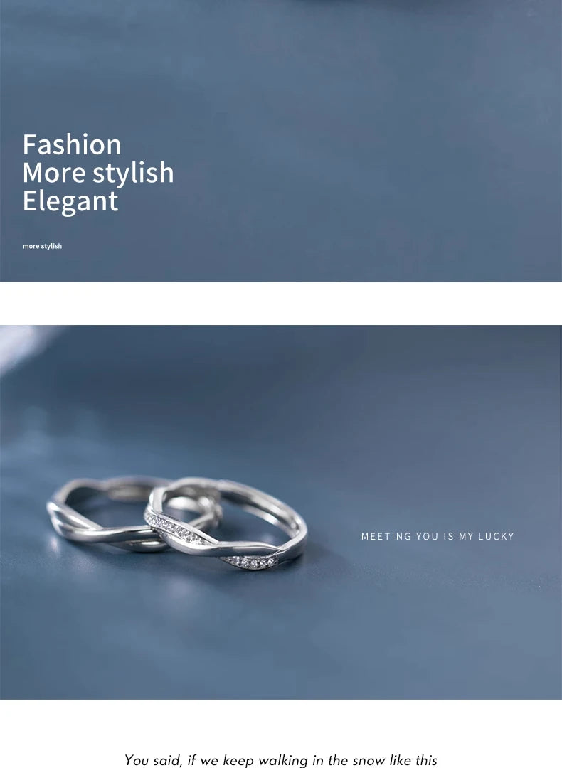 Luxe Engagement Ring for Women Men 925 Sterling Silver Shining Zircon Adjustable Open Ring Fine Jewelry Bijoux