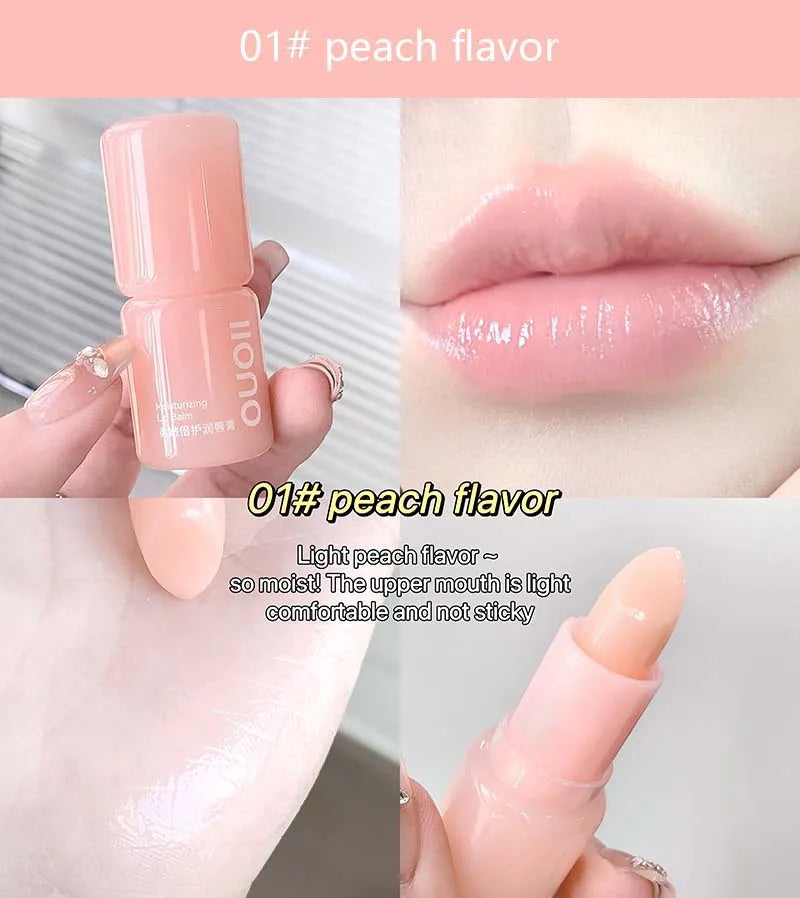 1Pc Peach Moisturizing Lip Balm Colorless Hydrating Lips Mask Stick Reduce Lip Lines Lip Care Transparent Change Color Lipstick