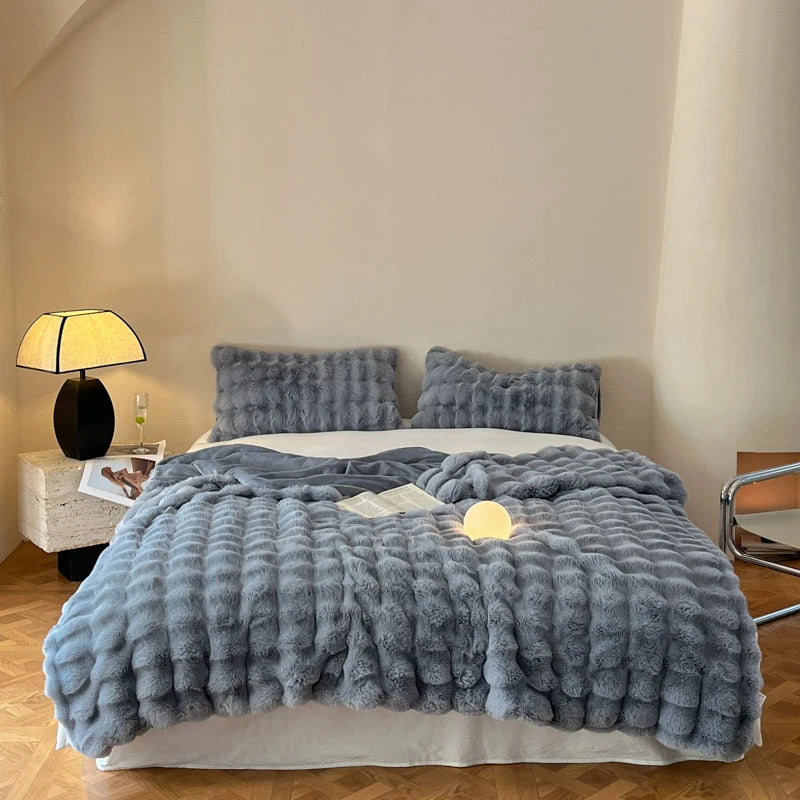 Luxury Faux Fur Rabbit Fur Thickened Blanket, Winter Soft Blanket Throw for Home Bed Sofa Cover 100X150cm 150X200cm 200X230cm