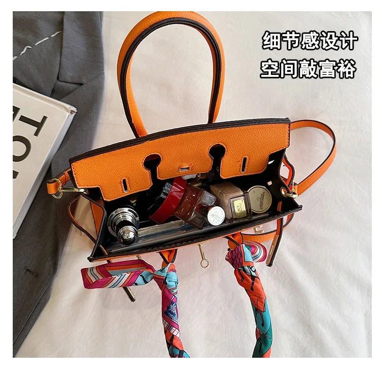 Kelly Bag Fashion Women Bag Large Capacity Shoulder Bag Unique Design Versatile Lock Handheld Crossbody Purse