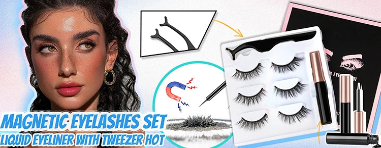 Magnetic Eyelashes 3D Mink - Reusable False Lashes Set with Tweezers Tool