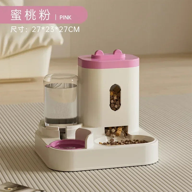 Automatic Pet Feeder with Water Fountain - Large Dispenser for Cats Dogs Puppy Kitten