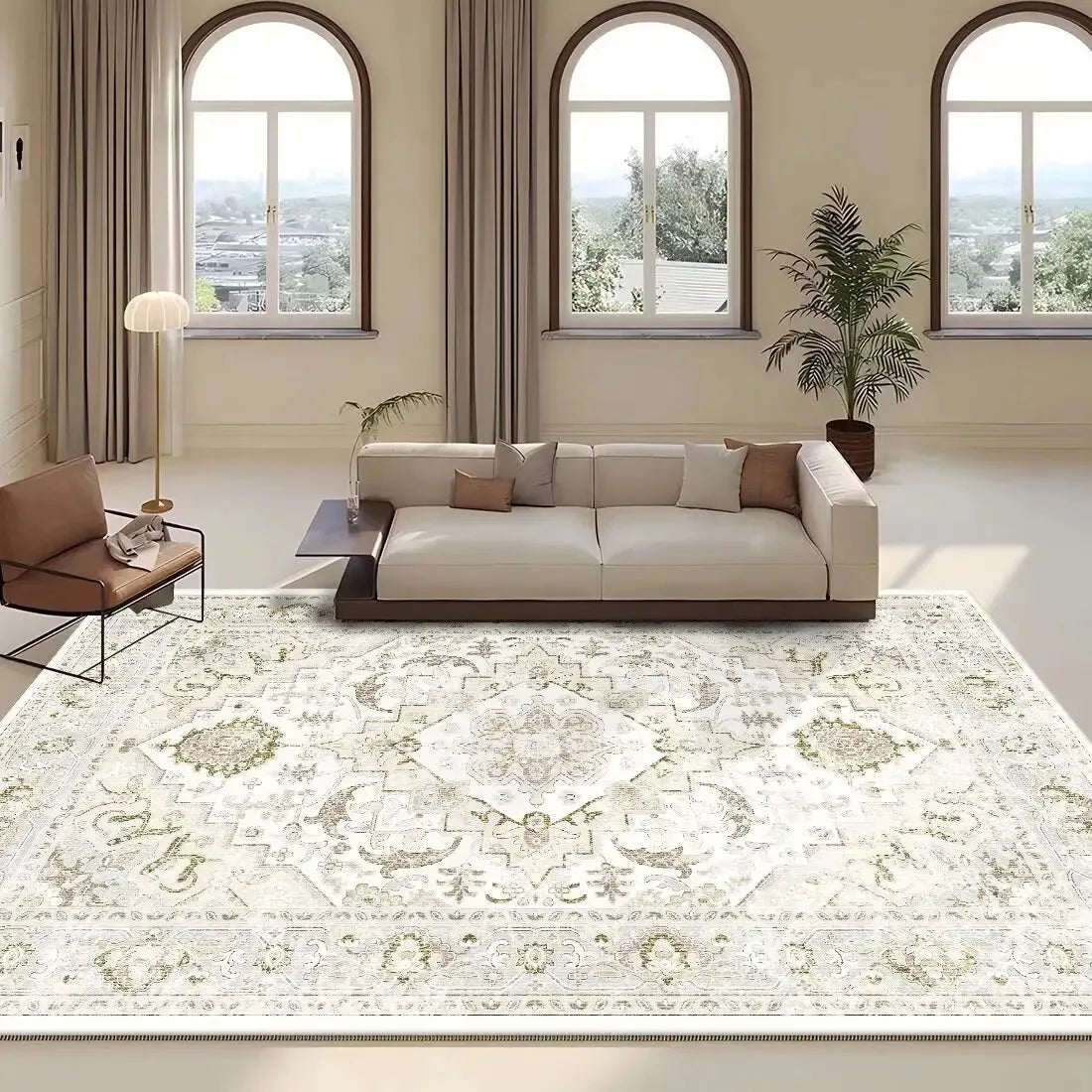 Persian Retro Rug For Living Room Sofa Area Non-Slip Washable Rug For Bedroom