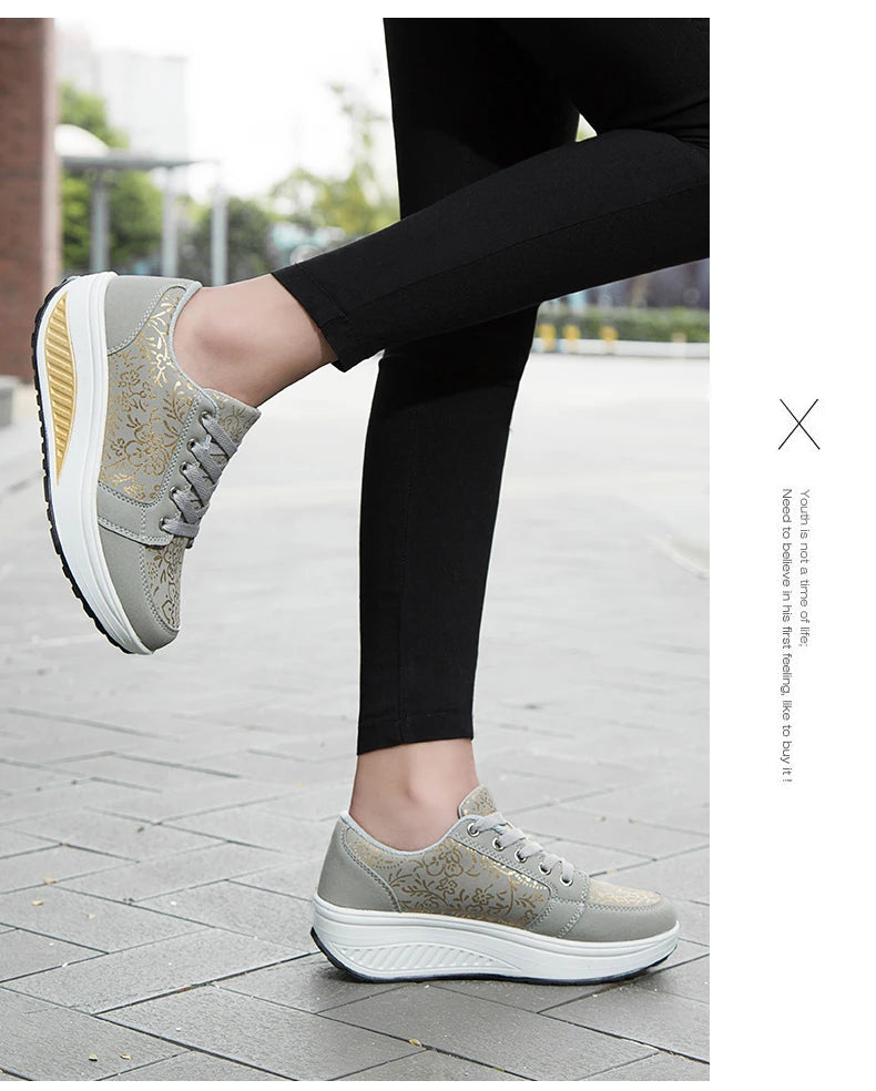 Women Leather Casual Sneakers Fashion Comfortable Platform Walking Shoes Wedge Moccasins Breathable Loafers Zapatos De Mujer