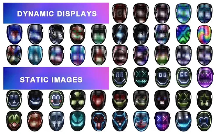 LED Gesture Sensing Mask - Light Up Face Transforming Halloween Costume Mask