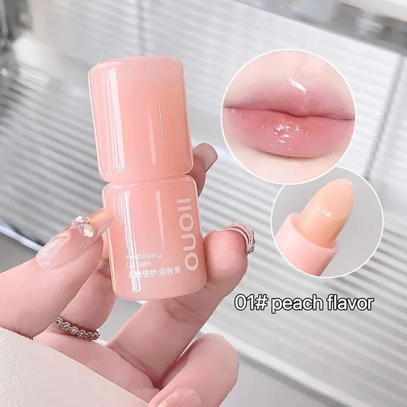 1Pc Peach Moisturizing Lip Balm Colorless Hydrating Lips Mask Stick Reduce Lip Lines Lip Care Transparent Change Color Lipstick