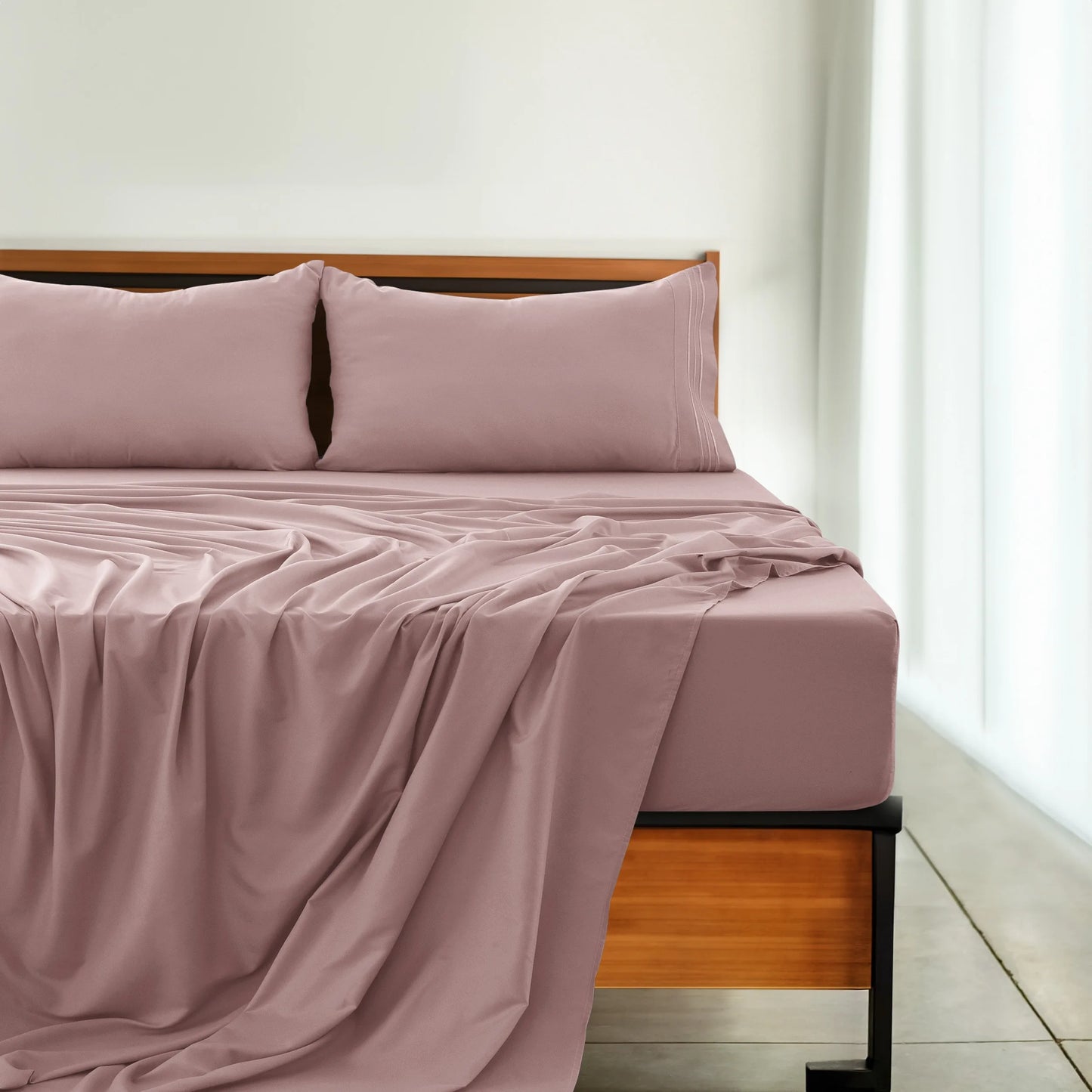 4-piece set of solid-colored bed sheets - 1801 series fashionable and comfortable bedding set