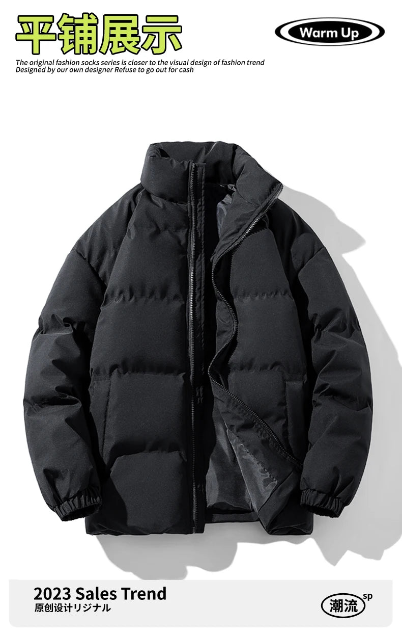 Autumn and Winter Puffer Jacket Men Vintage Warm High Neck Zipper Design Cotton-Padded Coat SINOBILLOW