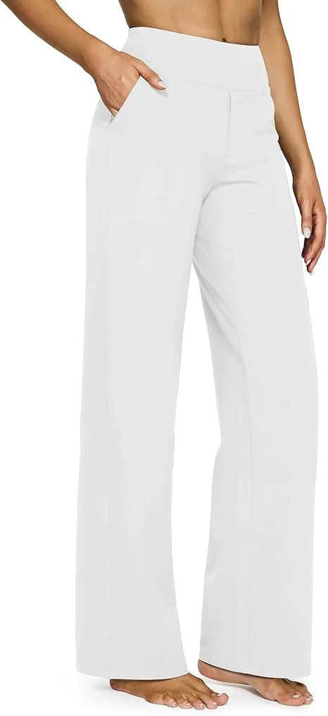 Yoga Pants Women Wide Leg Pants with Pockets High Waist Stretch Dress Casual Sweatpants Petite/Regular/Tall