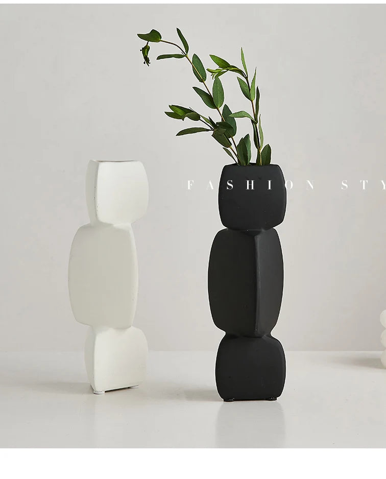 Modern Minimalist Black Vase - Nordic Style Home Decor Art Ornament for Living Room