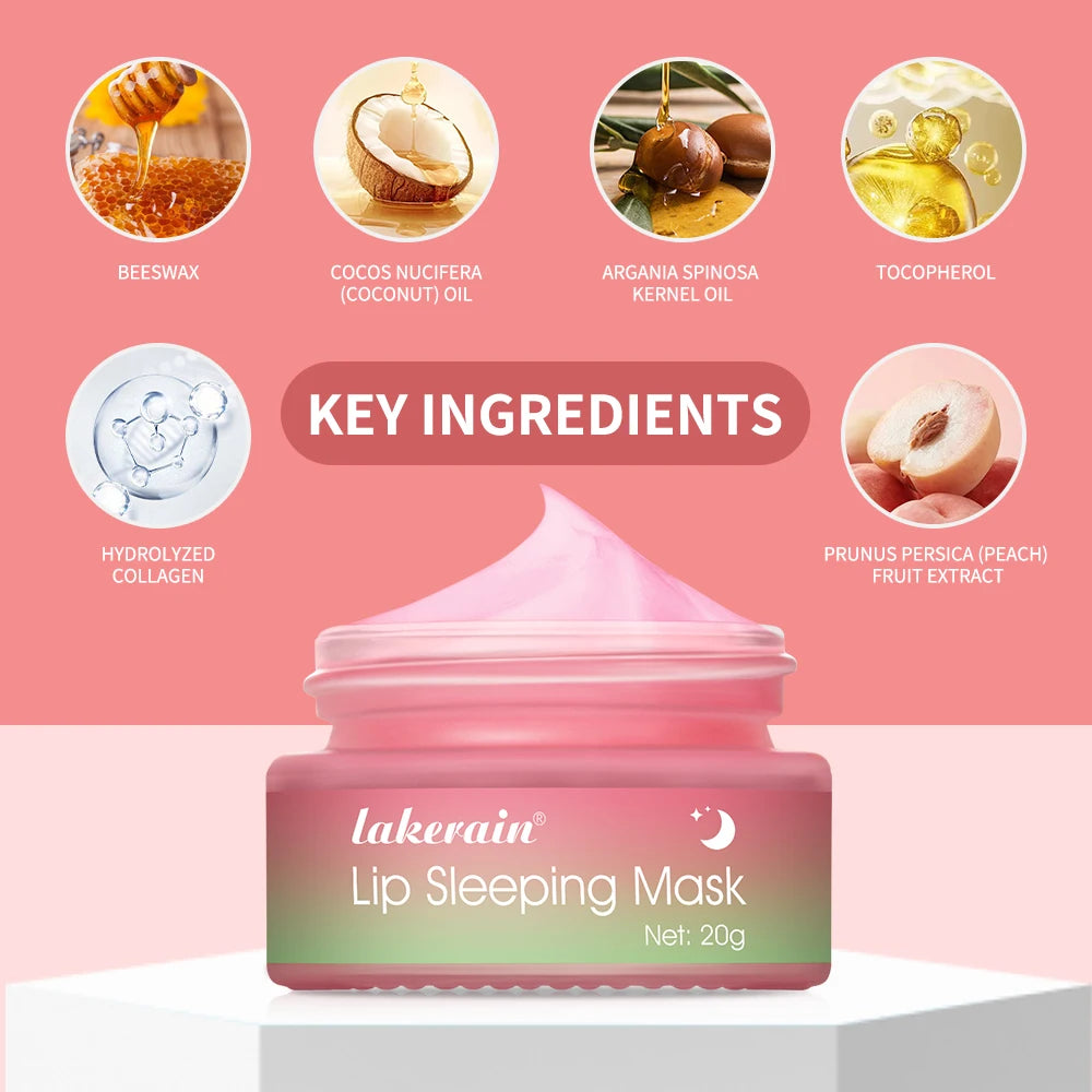 Lip Sleeping Mask Peach Moisturizing And Collagen Enhancing Restores Hydrates And Volumizes Dry And Chapped Lips Care Products