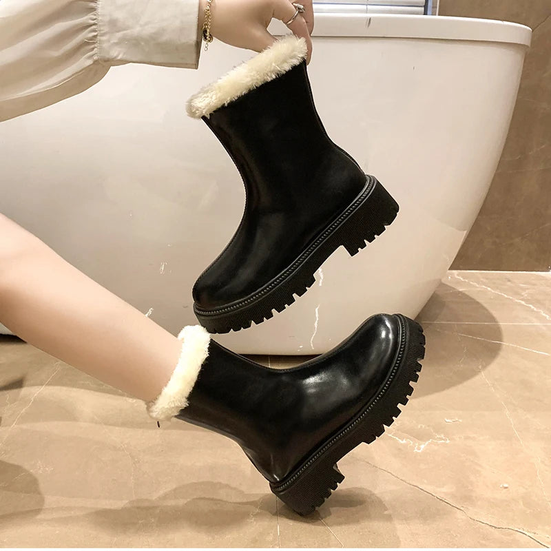 Winter Women Warm Plush Ankle Boots - Comfort Non-Slip Big Size Cotton Short Boots
