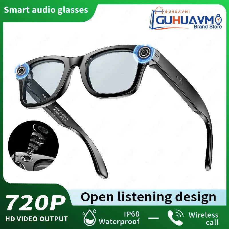 2026 Smart Glasses 8MP Camera WiFi Bluetooth Touch Control IP65 Waterproof AI Translation Noise Cancelling AI Glasses Women
