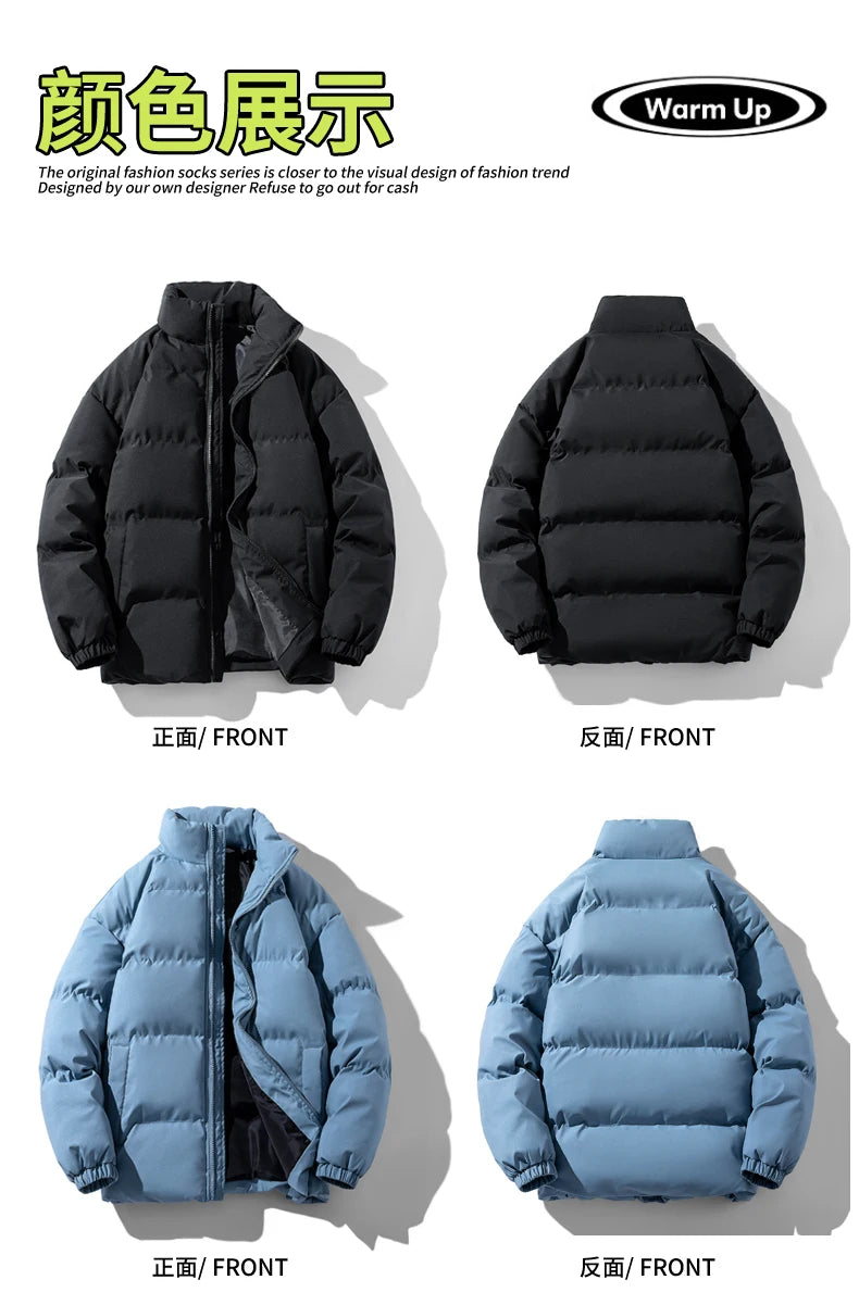 Autumn and Winter Puffer Jacket Men Vintage Warm High Neck Zipper Design Cotton-Padded Coat SINOBILLOW