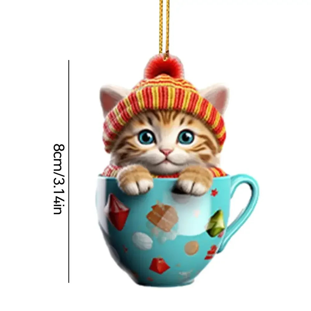 Christmas Tree Cat Pendant - Acrylic Fun Christmas Decorations Party Supplies