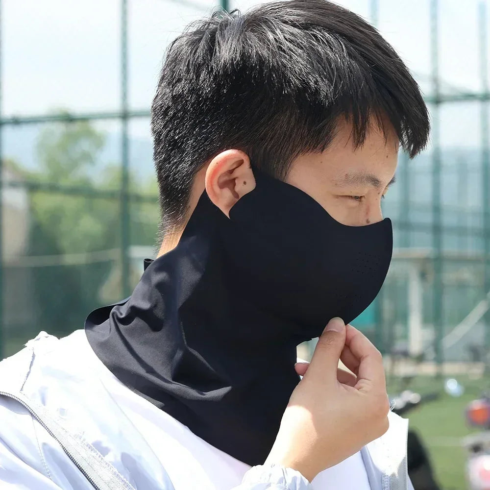 Ladies and Men's Summer Full Face Hyaluronic Acid Sunscreen Mask UPF 500+UV Protection Breathable Ice Silk Mask for Outdoor Spor