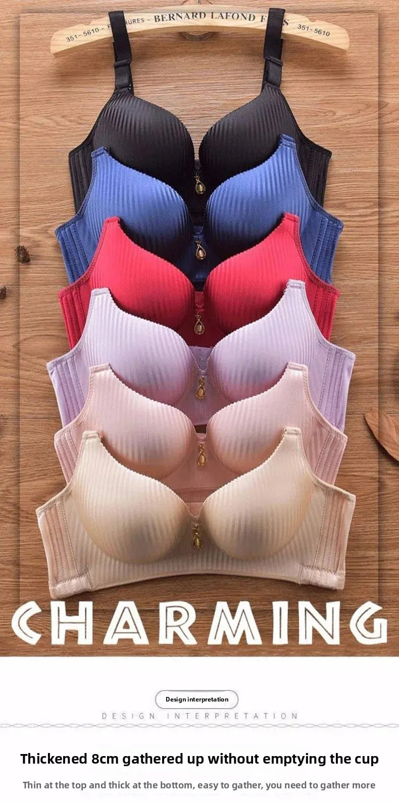 Wireless Push Up Bra 8cm Padded Bralette for Women Plus Size No Underwire Thickened Soft Cup Adjustable Straps Comfort Lingerie