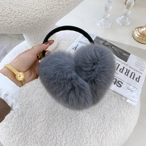 Winter Women Warm Real Fox Fur Earmuffs Girl's Earlap Ultra Large Ladies Plush Earmuff Luxury Ladies Fox Fur Earmuffs