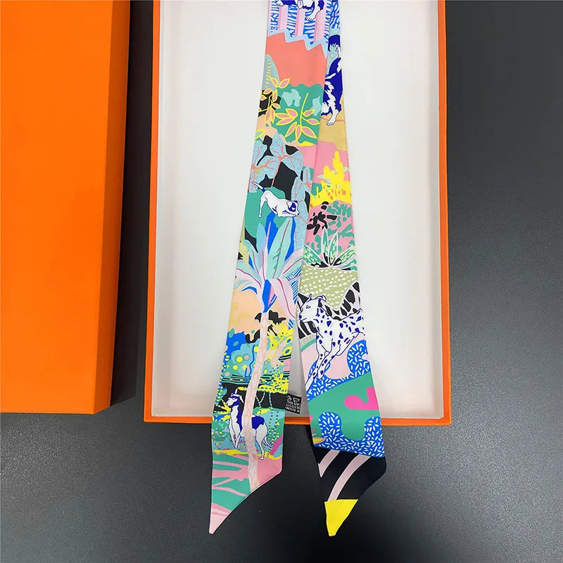 NEW 2026 Long Scarf for Women Narrow Ribbon Headband Female Neckerchief Handle Bag Band Bandana Hair Tie Accessories