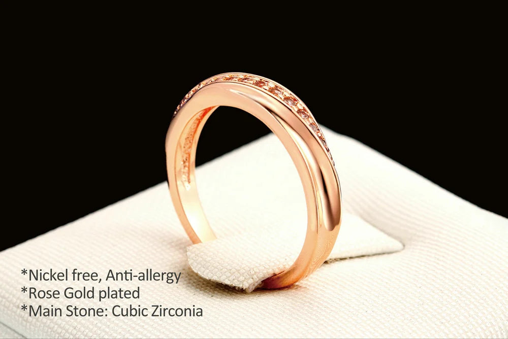 Engagement Wedding Rings For Women Promise Dainty Ring Fashion Jewellry Simple Rose Gold Color Zirconia Jewelry Female R314