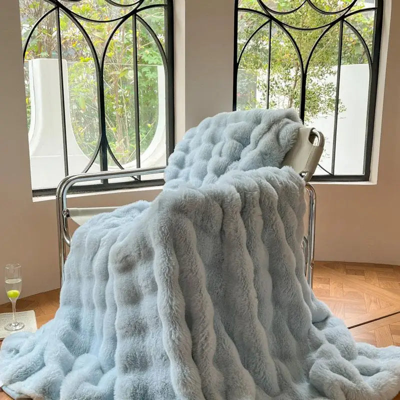 Luxury Faux Fur Rabbit Fur Thickened Blanket, Winter Soft Blanket Throw for Home Bed Sofa Cover 100X150cm 150X200cm 200X230cm