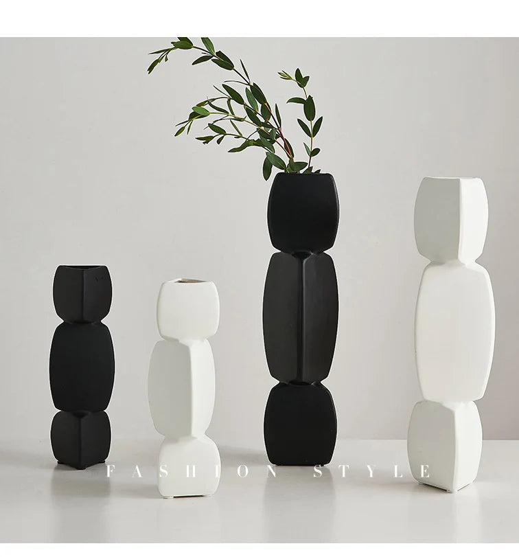 Modern Minimalist Black Vase - Nordic Style Home Decor Art Ornament for Living Room