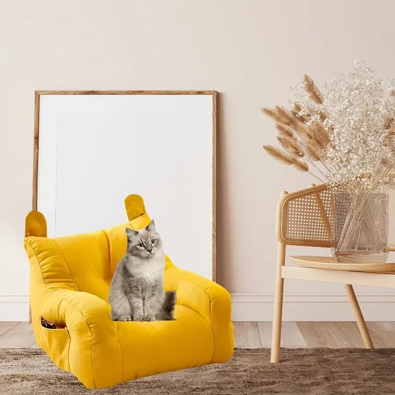 Cat Sofa Bed - Cartoon Design Detachable Washable Pet Furniture for Indoor Cats