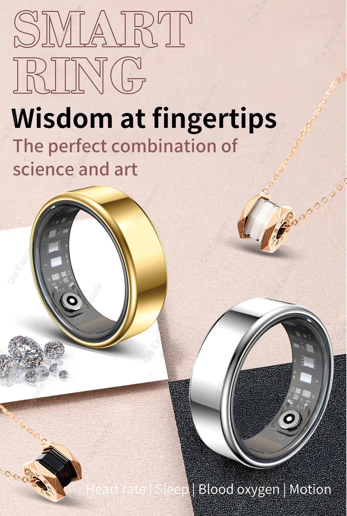 Smart Ring 2026 – Health Tracker, Fitness & Sleep Monitor, Smart Notifications, Stylish Wearable for Women & Men! Charging case for iOS and Android