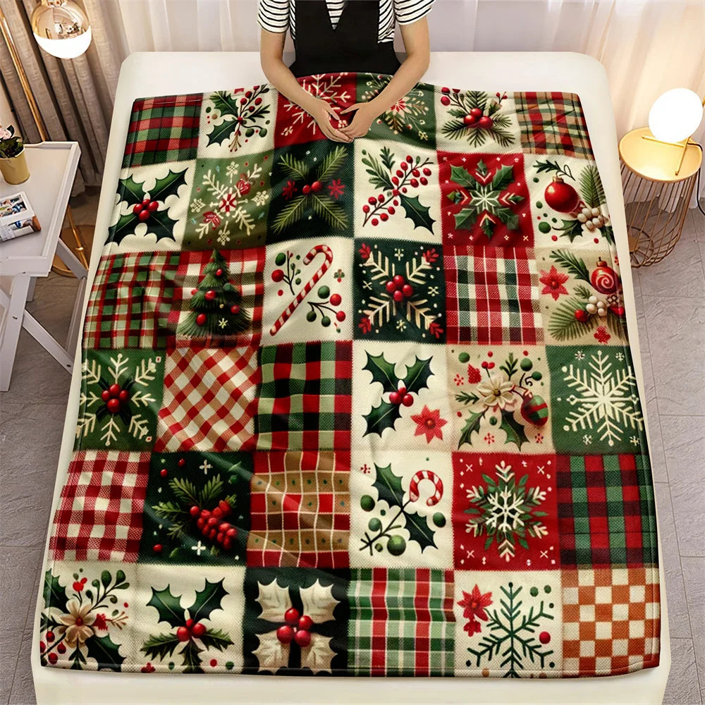 Plaid Candies Microfiber Blanket - Super Soft Throw Blanket for Bed Sofa Camping Winter