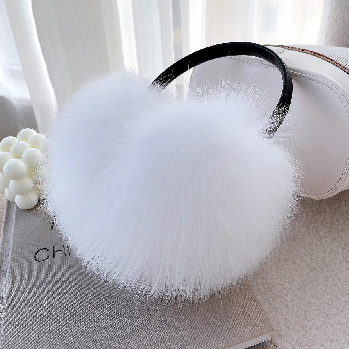 Winter Women Warm Real Fox Fur Earmuffs Girl's Earlap Ultra Large Ladies Plush Earmuff Luxury Ladies Fox Fur Earmuffs