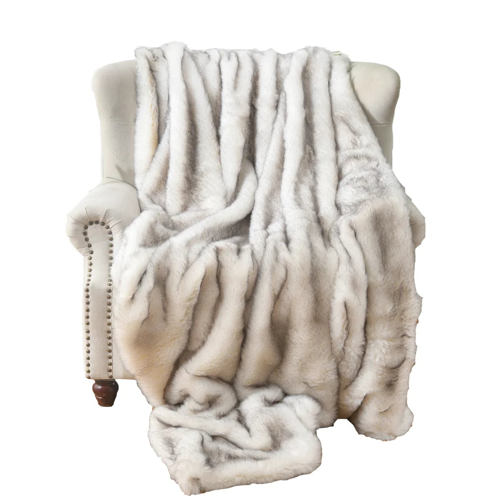 Double Layers Faux Fur Blankets Soft Warm Mink Throw Acrylic Long Pile Home Decor Imitated Fox Fur ULTIMATE LUXURY