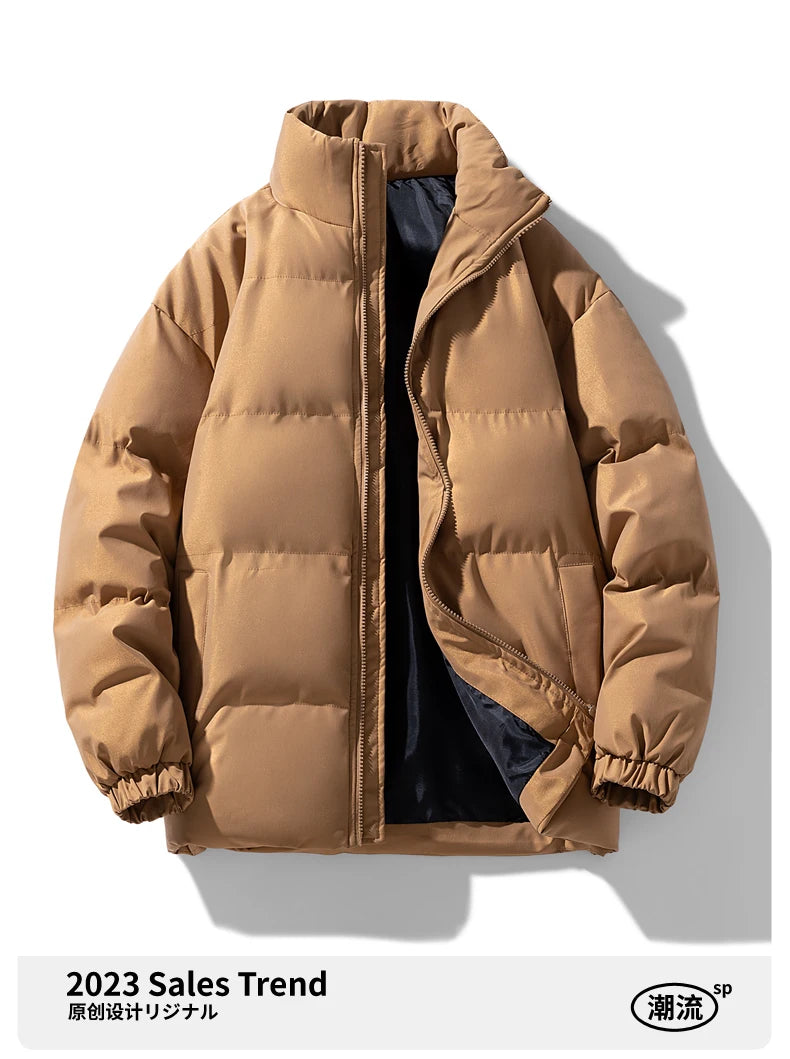 Autumn and Winter Puffer Jacket Men Vintage Warm High Neck Zipper Design Cotton-Padded Coat SINOBILLOW