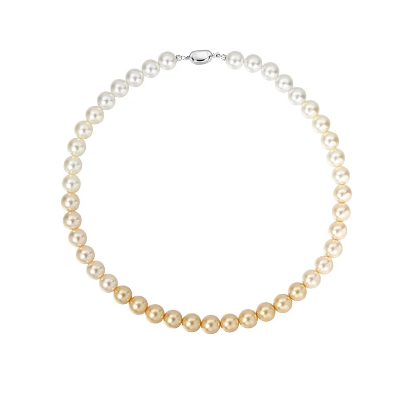 French elegant white gradient champagne pearl bead necklace for women's luxury accessories collarbone chain 2024 fashion jewelry