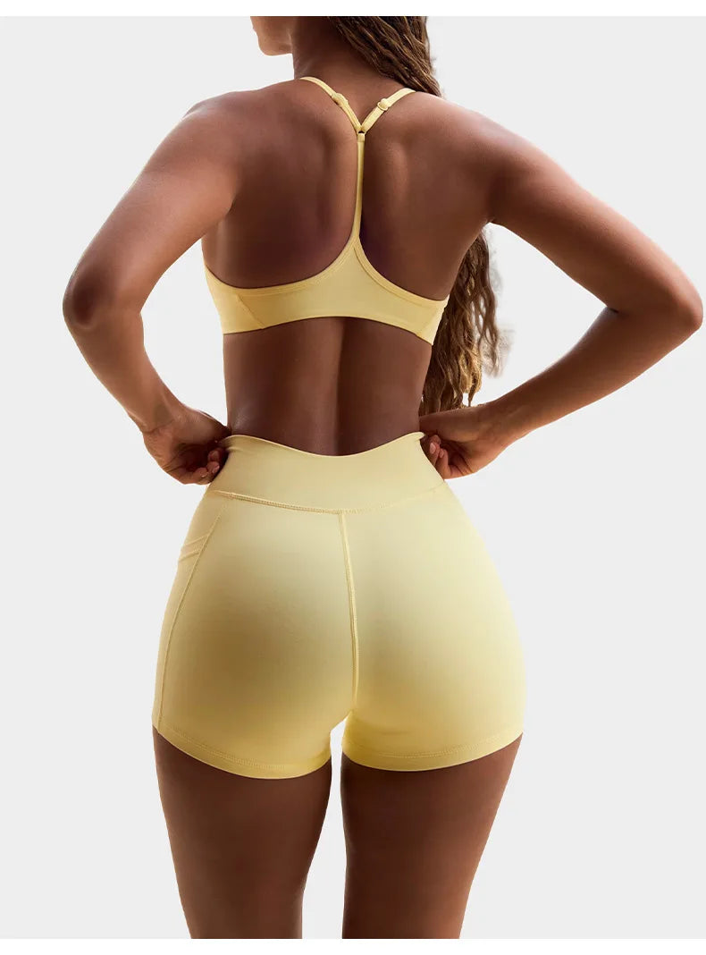 Yoga Set 2PCS Sportswear Workout Clothes Women Tracksuit Gym Legging Fitness Bra High Waist Shorts Sports Suits Athletic Wear