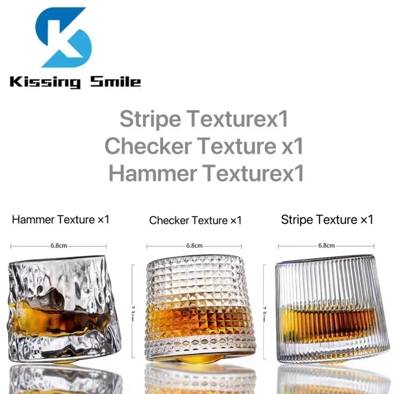 Creative Whiskey Glasses Durable Spinning Glassware Cocktails Wine Brandy Cup Water Juice Tea Mug Party Drinking Glass Tumbler