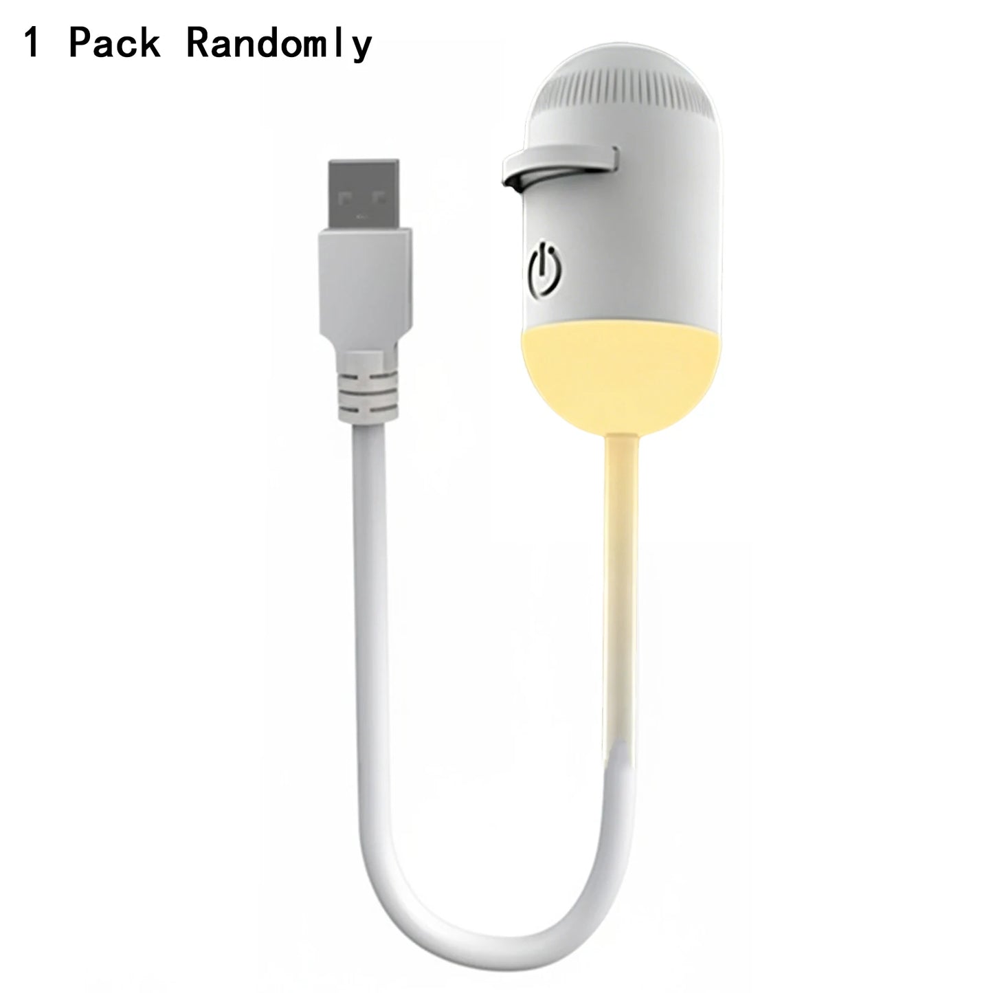 White portable LED projector light with gooseneck and USB plug, ideal for desk illumination and adjustable brightness.
