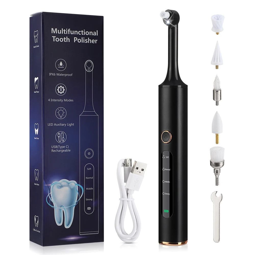 Electric Tooth Polisher - 4 Modes Dental Tartar Remover Plaque Stains Cleaning Teeth Whitening Tool