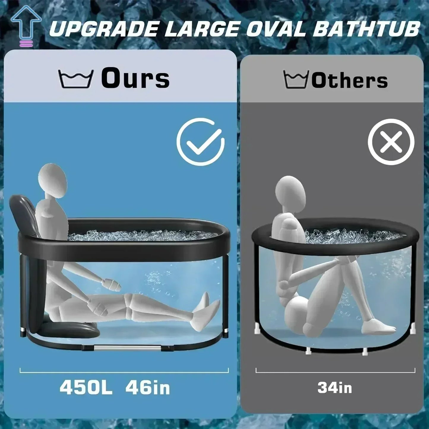 2026 Foldable Ice Bath Tub – Portable Cold Plunge Tub for Home & Outdoor Cold Therapy, Oval Spa-Style Relaxation