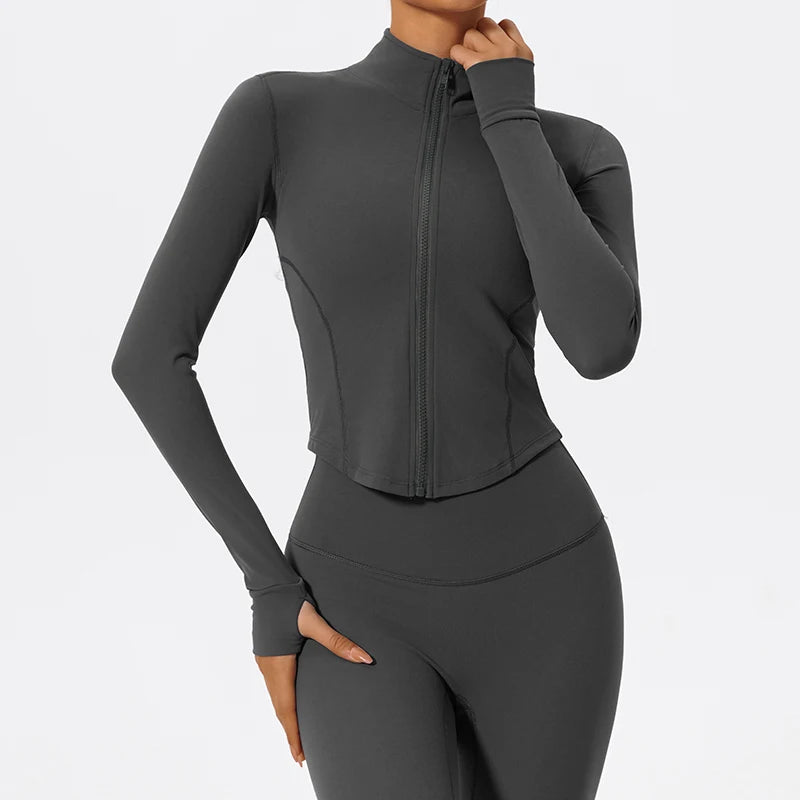 Ultra-Soft Fabrics Casual Tight Sports Jackets Women Zipper Yoga Clothes Quick-Dry Long Sleeve SPORTSWEAR REVOLUTION