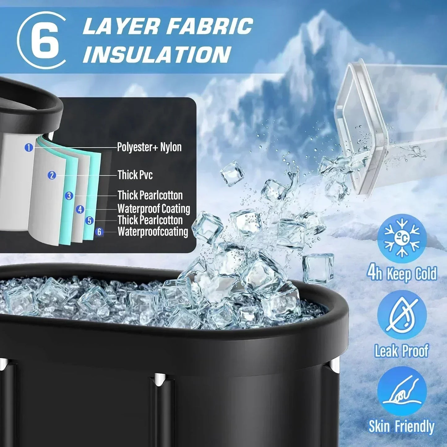 2026 Foldable Ice Bath Tub – Portable Cold Plunge Tub for Home & Outdoor Cold Therapy, Oval Spa-Style Relaxation
